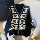 Loose, thin, fake, two semi -high -necked knitted jacket women's winter foreign gas reduction thickened sweater