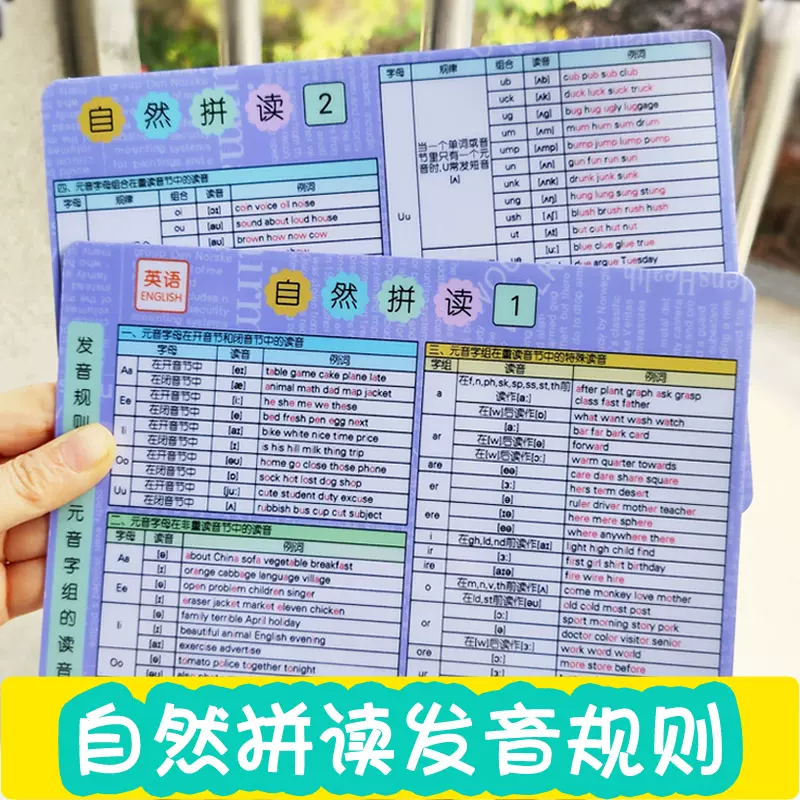 小學英語自然拼讀發音規則表phonics教材同步教學教具英語全套卡 Taobao