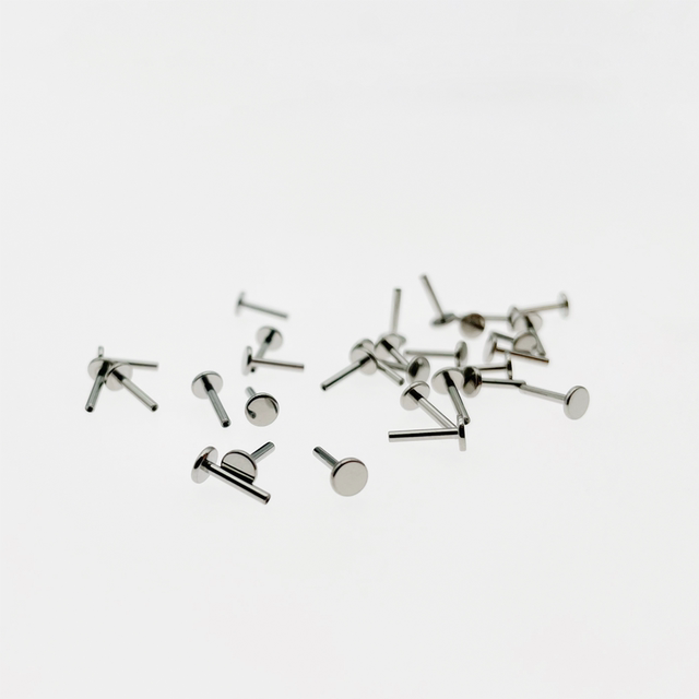 CC Zhudijia 14G/16G/18G High-polished implantable titanium alloy earrings tongue, internal thread flat bottom rod