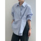 Super beautiful! irregular side slit slanted button-down shirt for women in spring and autumn new design niche and unique top