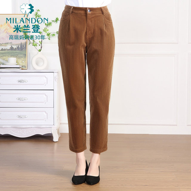 
Milanden middle-aged and elderly mother's clothing 2025 autumn and winter new fashion corduroy nine-point carrot pants women's casual thick
