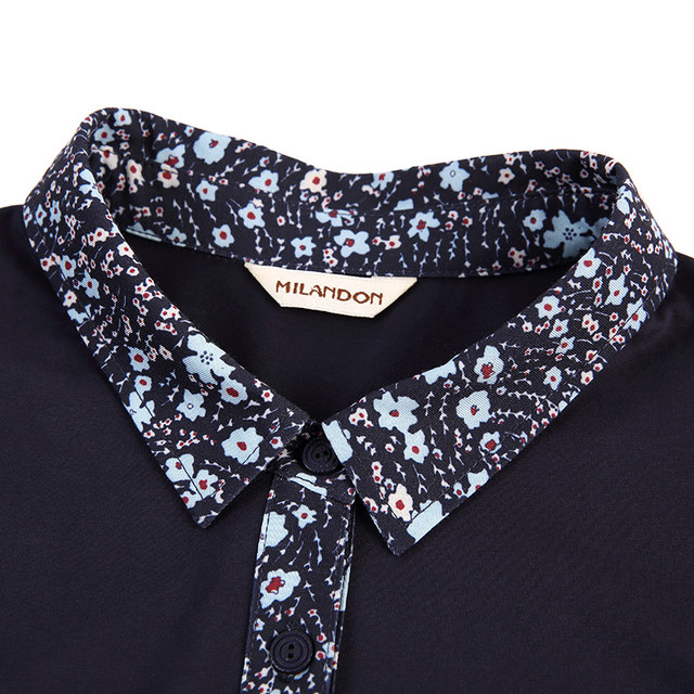 Milanden middle-aged and elderly mother's wear 2025 new autumn fashion embroidered lapel T-shirt women's long-sleeved top trendy