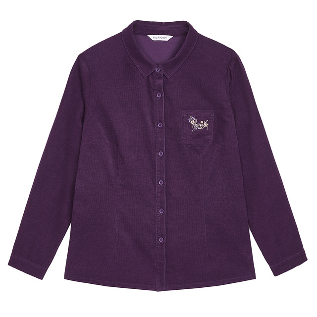 Milanden middle-aged and elderly mothers' clothing 2025 autumn and winter new fashion corduroy shirt women's long-sleeved corduroy thick