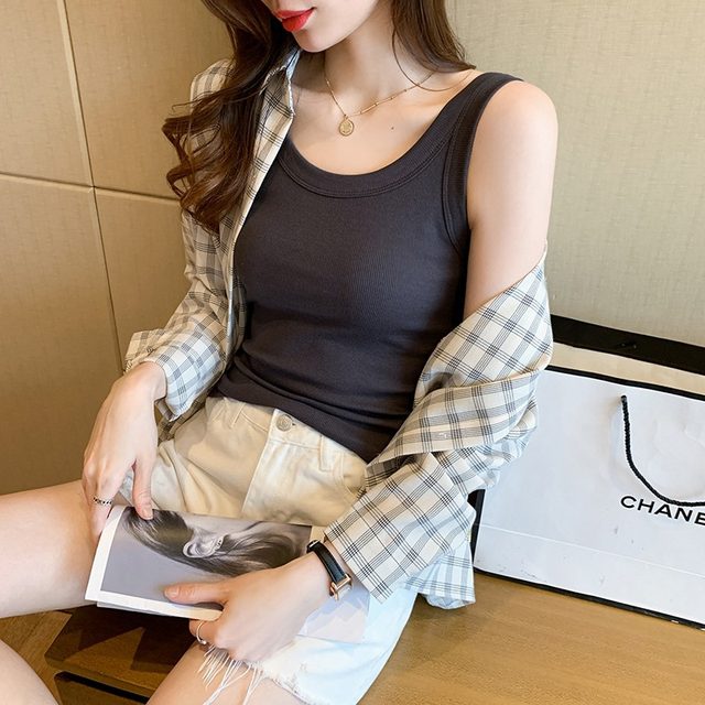 Douyin hottest versatile anti-exposure sleeveless inner bottoming suspender vest for women in summer slim fit and slim outside wear

