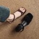 
French small heel flat toe sandals for women 2025 summer new large size medium heel simple versatile black high heels