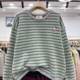20614 winter fashion embroidered honey bear velvet round neck loose sweater striped age-reducing versatile pullover sweater for women