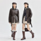 Zandanu leather jacket female retro locomotive wind lapel waistband loose mid -length soft jacket 18374612
