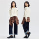 Giordano coat women's imitation wool soft and glutinous fashionable age-reducing contrasting color shell embroidered round neck pullover sweatshirt 18324509