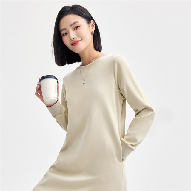 Giordano skirt for women new double-sided cloth solid color simple style fish tail skirt half turtleneck dress for women 13464764