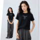 Giordano short-sleeved T-shirt for women new pure cotton bow printed sweet style round neck casual top 13325323