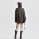 Zandanu leather jacket female retro locomotive wind lapel waistband loose mid -length soft jacket 18374612
