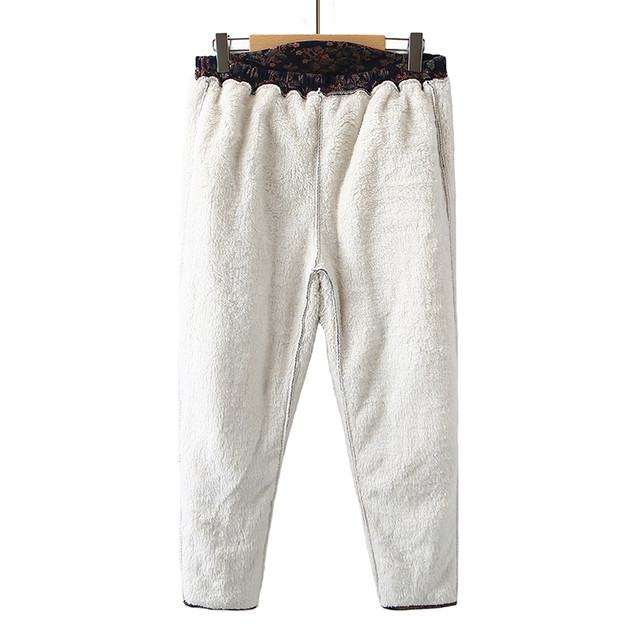 Middle-aged and elderly mothers' new printed velvet thickened warm cotton pants for women high waist slim versatile casual long pants