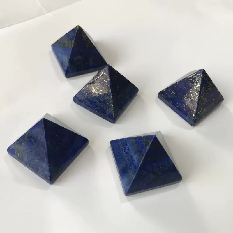 天然青金石花绿蔷薇金字塔子白水晶原石手工打磨宝石工艺摆件