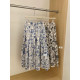 Dongdaemun's same style MM Studio French sweet ink printing elastic waist skirt for women's spring and summer mid-length skirt
