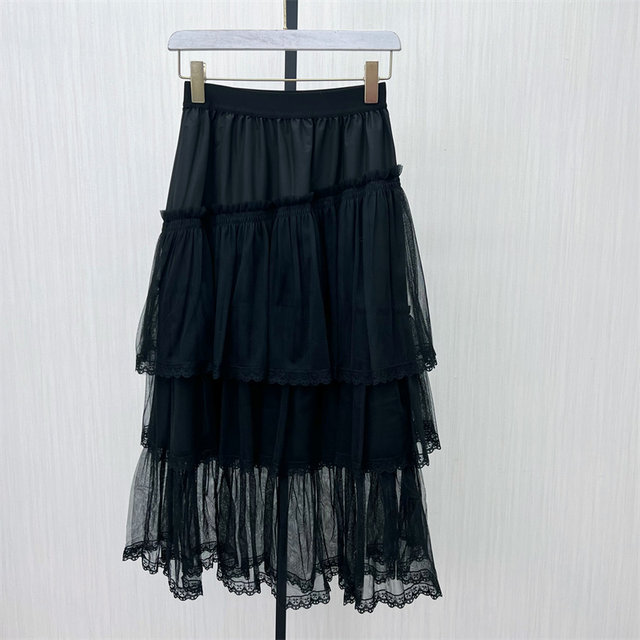 fei2024 winter new product mesh skirt women's high waist slimming design temperament commuting long skirt 4131