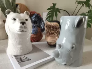 不快受信機居心地の良い動物花瓶陶器驚かすゴネリル従来の