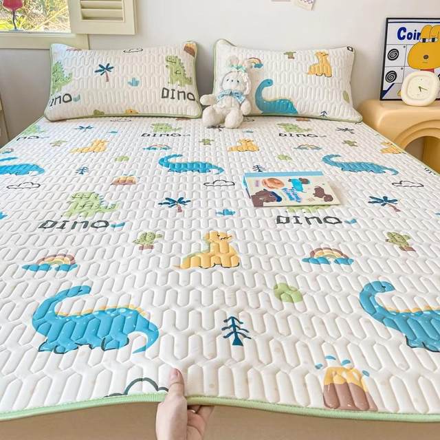 
Silk plastic latex silicone mother and baby new three-piece set 2024 children's air conditioner a bed sheet mat ice pad summer