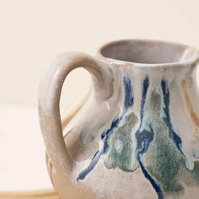 Lemeng Nordic Pastoral Style Ceramic Vase Creative Retro Features Home Gardening Flower Pot Ornaments Dining Table