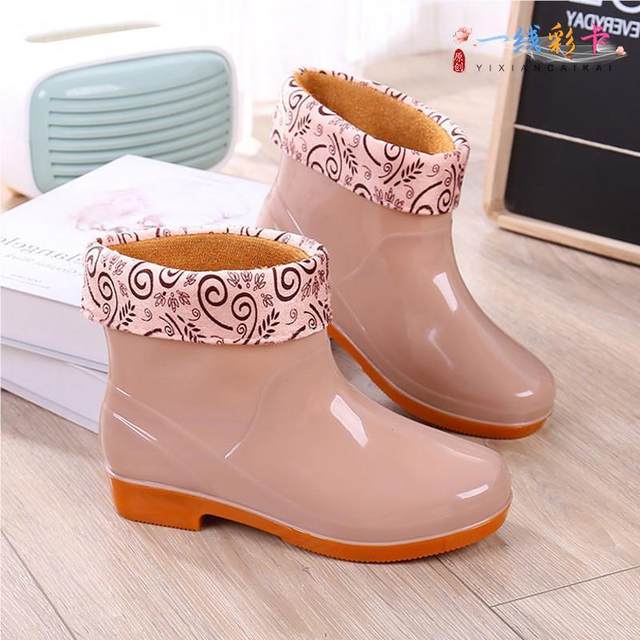 
Beef tendon bottom rain boots women's fashionable short tube non-slip water shoes adult water boots waterproof Oxford bottom rain boots rubber shoes