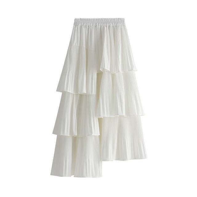 Autumn and winter Korean version asymmetric pleated cake skirt for women versatile mid-length ruffled irregular skirt 8255 custom
