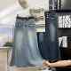 Retro blue buttons Design Senior Skirt Women's Mid -length high -waist A -line skirt 2025 New denim skirt ins
