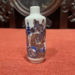 中国骨董清中期青花釉裏紅人物鼻煙壺翡翠蓋骨杓coffeebar.az