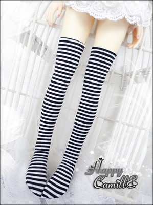 taobao agent SD BJD 4 points 3 points, clothes, socks, black and white strip elastic long socks 1/3 1/4