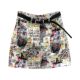 
2025 summer new Hong Kong style retro printed high-waist denim skirt for women casual and versatile A-line hip short skirt