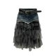 
2025 spring and summer new style of personalized fashionable mesh spliced ​​denim mid-length skirt for women versatile slim A-line skirt