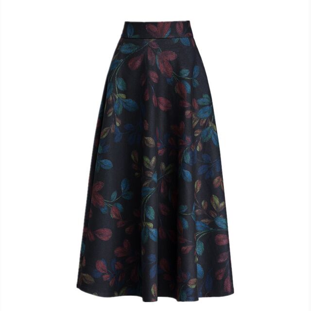Half-length skirt A-line high-waisted mother skirt temperament skirt zipper autumn and winter sling skirt retro women's pattern skirt