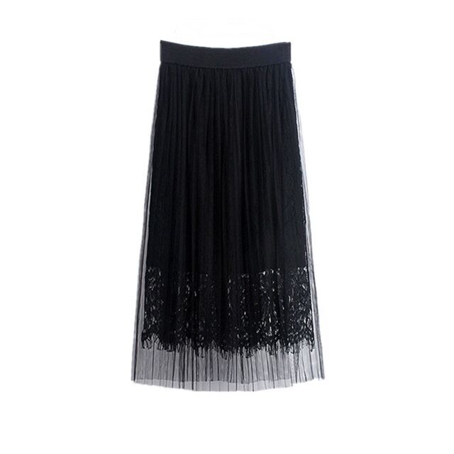 Large -size gauze skirt in the half -body skirt in the half -body skirt, white fair fairy nets skirt, autumn and winter, thin and drooping, covered with lace pleated skirt
