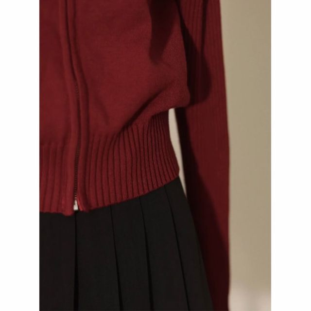 Christmas red half turtleneck zipper sweater cardigan for women 2024 new autumn and winter slim short knitted jacket