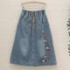Retro embroidery A -line denim skirt slightly fat size loose, old skirt, spring and summer new versatile medium long skirt