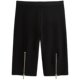 Black slit zipper tight sports shorts for women with high waist thin style cropped pants summer casual riding pants
