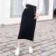versatile mid-length half-body new slit long skirt black skirt 2024 half-skirt high-waisted skirt women's step
