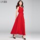 Sweet chiffon sleeveless dress for spring and summer new high-waisted lace collar sweet chiffon sleeveless dress slim butterfly lace-up skirt