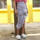 Nalala summer retro high waist polka dot dots ruffle oblique angle pure cotton half body hip skirt one step skirt medium length