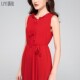Sweet chiffon sleeveless dress for spring and summer new high-waisted lace collar sweet chiffon sleeveless dress slim butterfly lace-up skirt