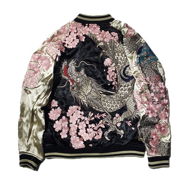 Fengtian Harbin Autumn and Winter New Style Hengshang Dragon Cherry Campaign Double -sided jacket Heavy Industry Large size and wind jacket