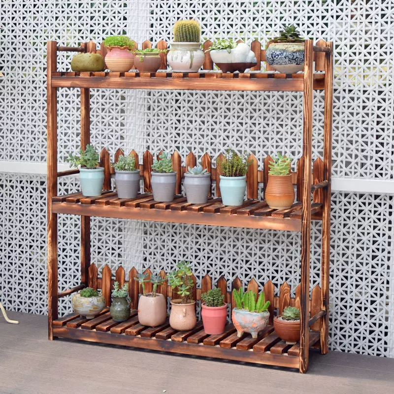阳台花架实木置物架客厅多层木质落地式多肉花盆架室内