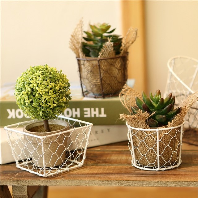 Nordic Japanese style iron path storage basket bathroom storage box kitchen fruit sundry storage basket gardening storage basket