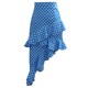 Nalala summer retro high waist polka dot dots ruffle oblique angle pure cotton half body hip skirt one step skirt medium length