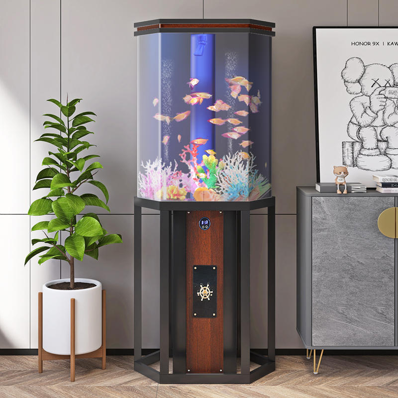 海丽雅新款创意网红鱼缸生态落地客厅鱼缸小型金鱼缸圆形水族箱