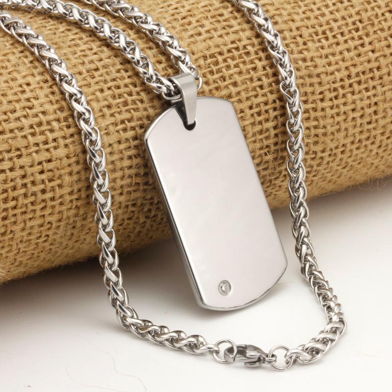 潮人军牌项链免费刻字 定制男士钛钢吊坠 美国大兵身份牌情侣礼物