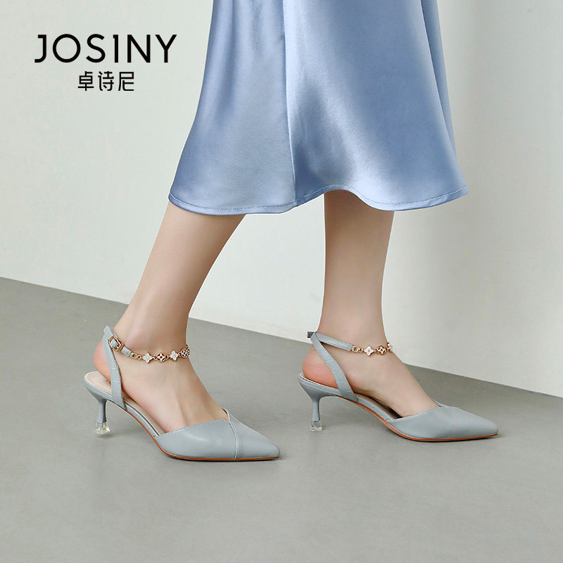 Tracy 2021 summer new high-heeled womens fine heels with a sharp button sweet bag head sandals womens shoes