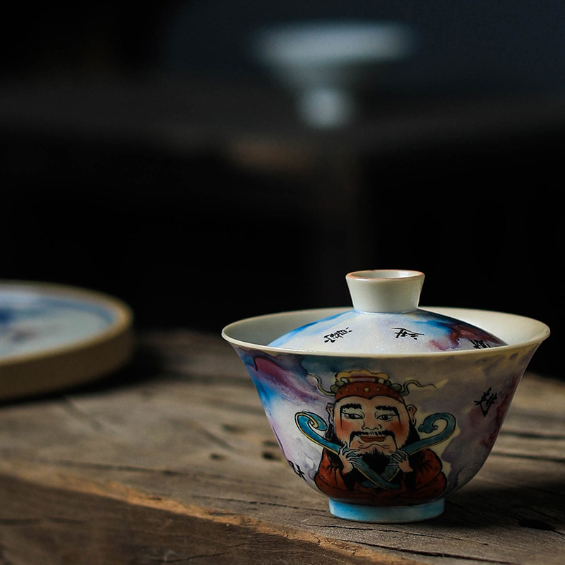 Single qing wood burning god small cover bowl pure hand kiln change ceramic kung fu tea with a single tea bowl 100ml