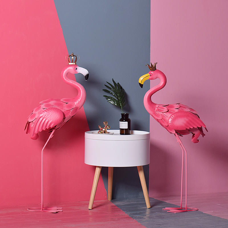 ins风火烈鸟摆件大 落地服装店铺橱窗装饰品道具网红婚庆场景布置