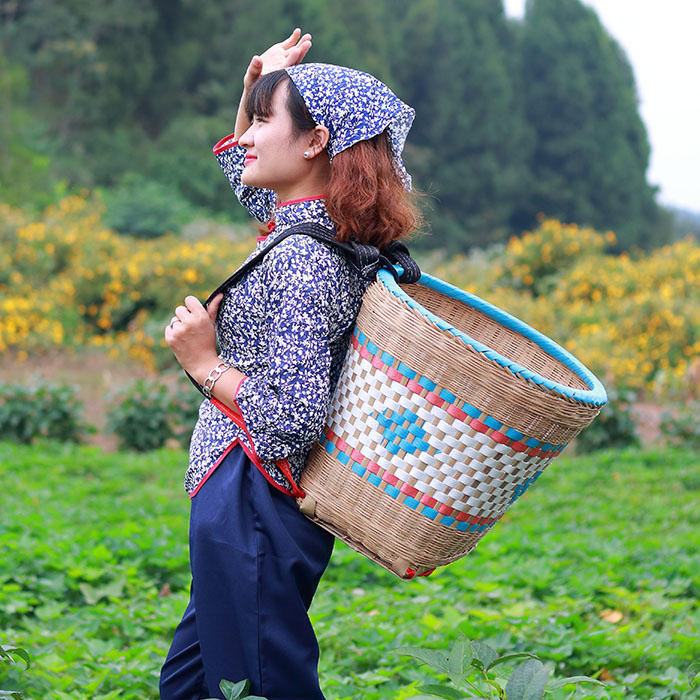 竹编收纳筐竹背篓家用竹制品竹背筐背篼箩筐舞蹈编演道具买菜背篓