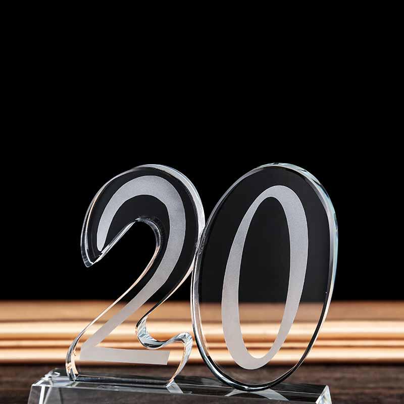 水晶数字奖杯定制5 10 15 20十周年公司年会庆典纪念礼品优秀员工