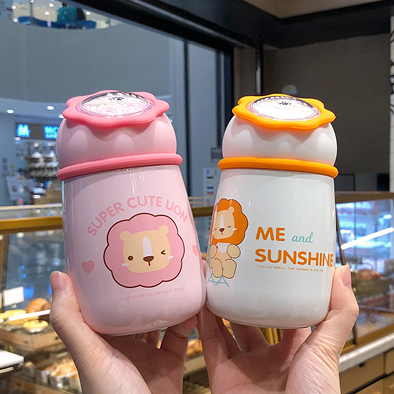 Cute cartoon stainless steel childrens insulation cup high-faced girl heart student portable water cup net red Sen tie cup